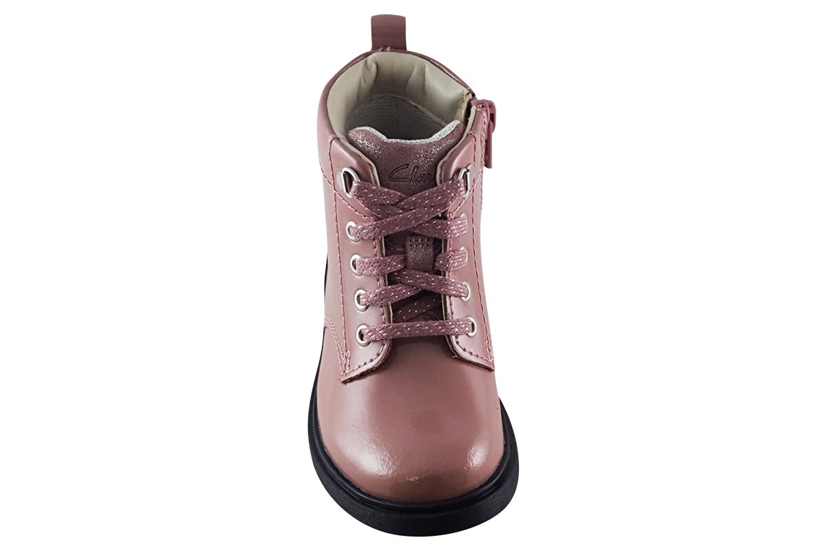 clarks astrol lace k pink pat girls boots top