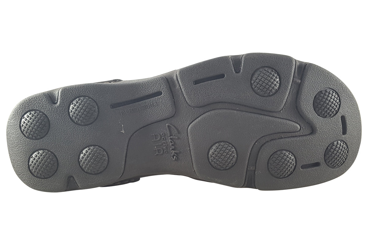 clarks atl part dark brown leather mens sandals sole