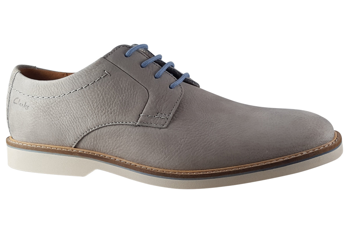clarks atticus ltlace grey nubuck g mens shoes right