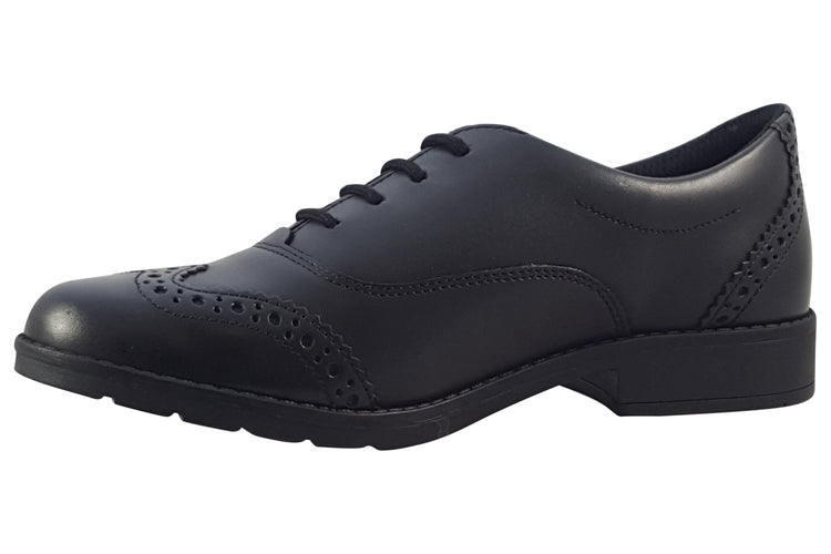 Clarks Aubrie Tap Y. Black Leather Girls School Shoes