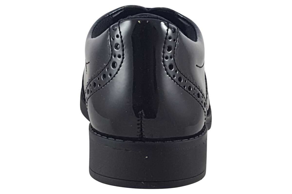clarks aubrie tap y black patent girls shoes back