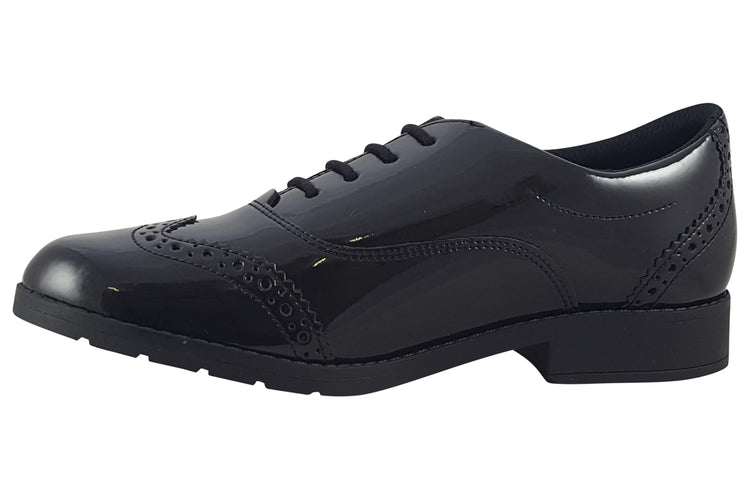 Clarks Aubrie Tap Y. Black Patent Girls School Shoes