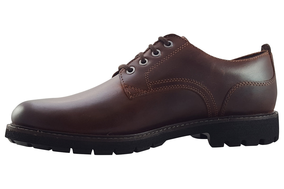 clarks batcombe tie dark tan mens shoes left
