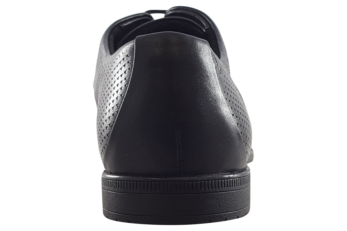 clarks boswyn lace black leather mens shoes back