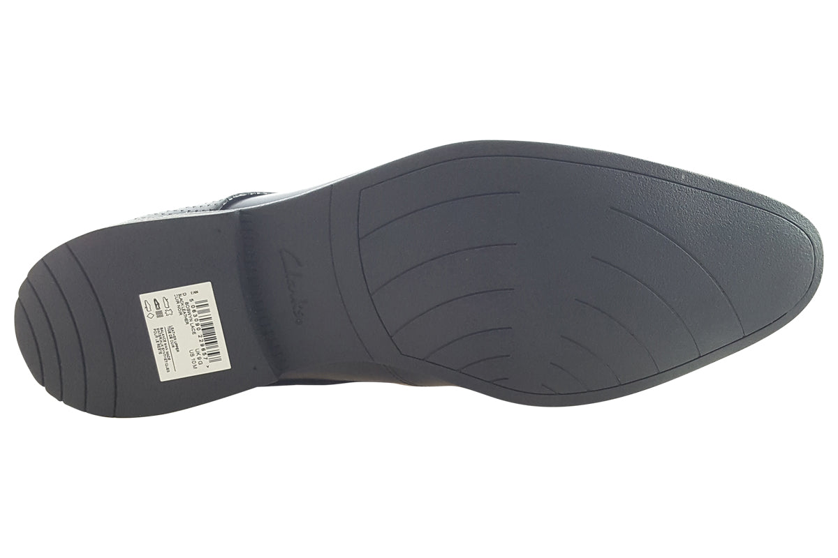 clarks boswyn lace black leather mens shoes sole