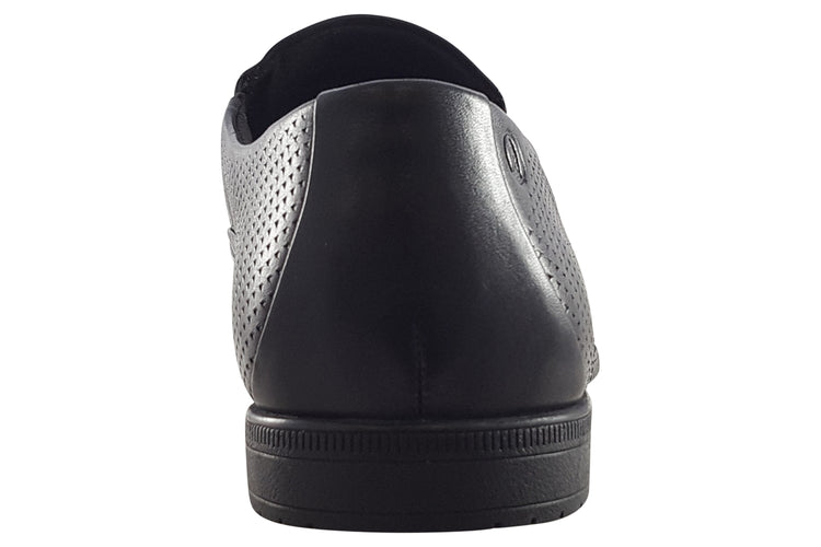 Clarks Boswyn Slip Black Leather Mens Shoes