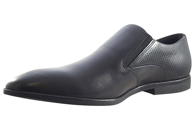 Clarks Boswyn Slip Black Leather Mens Shoes