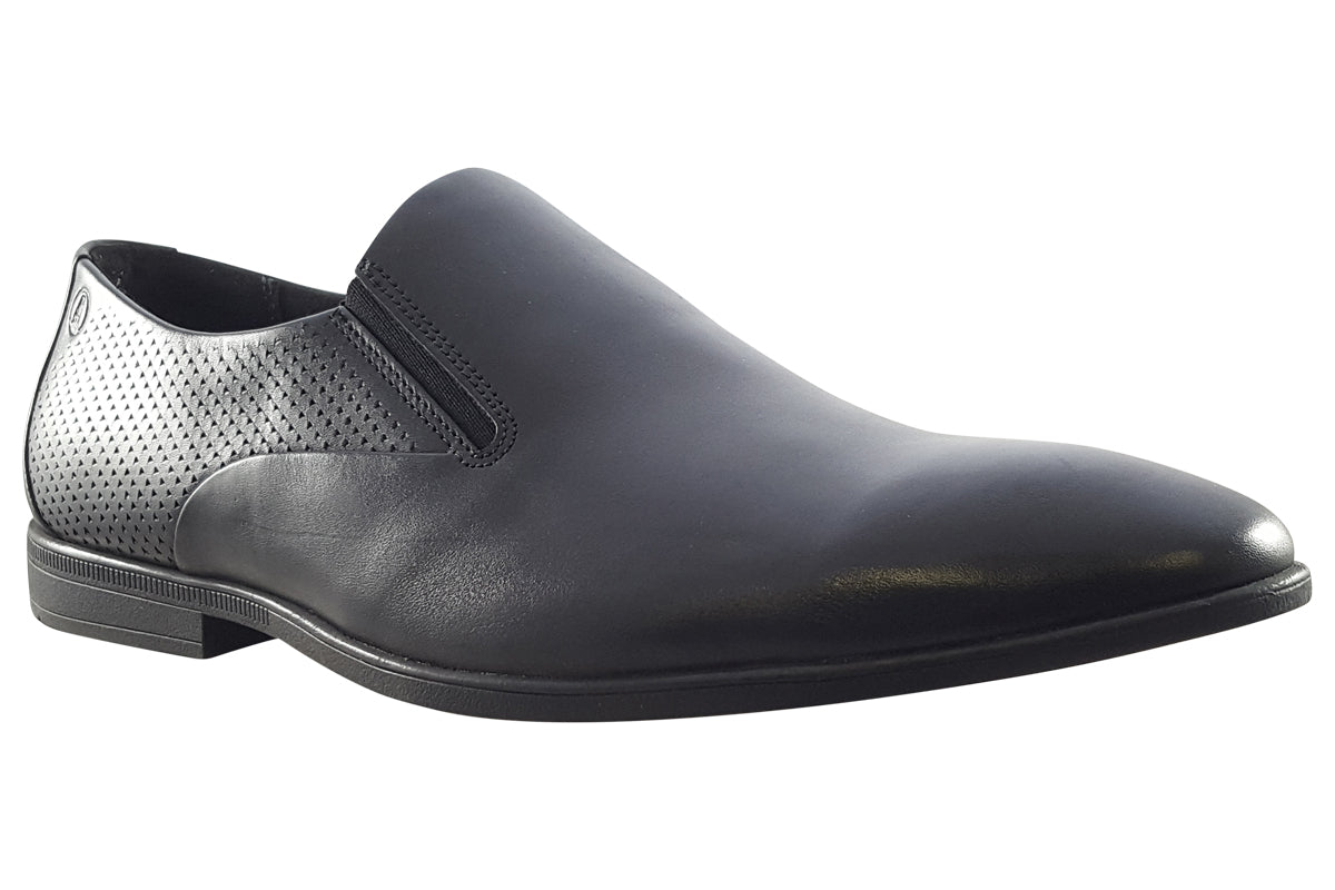clarks boswyn slip black leather mens shoes right