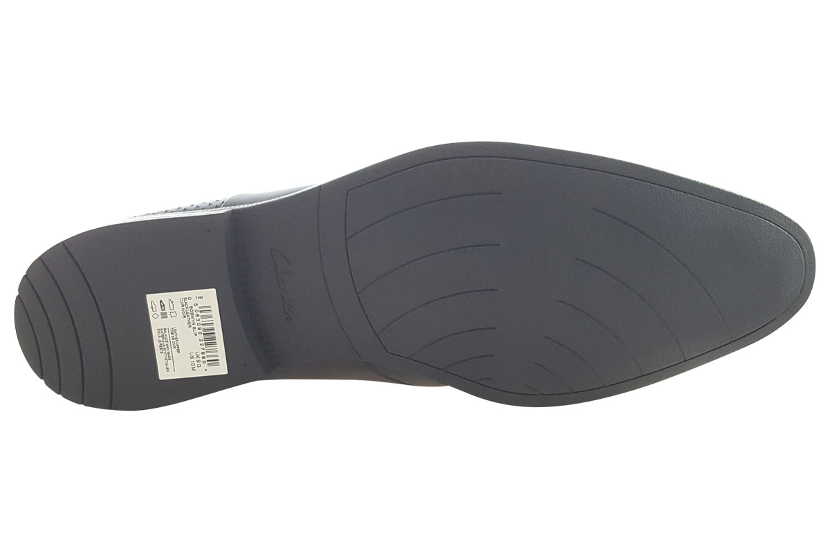 clarks boswyn slip black leather mens shoes sole