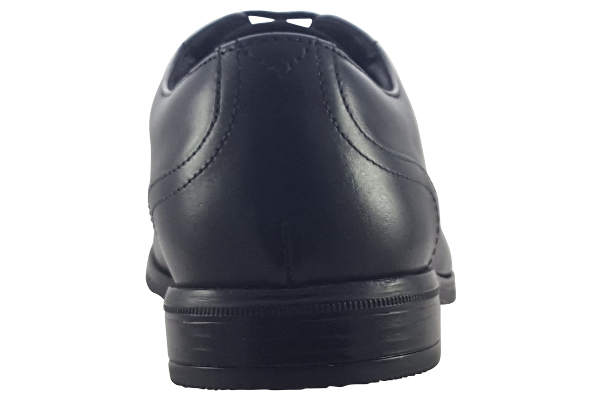 clarks brandon lace black leather mens shoes back