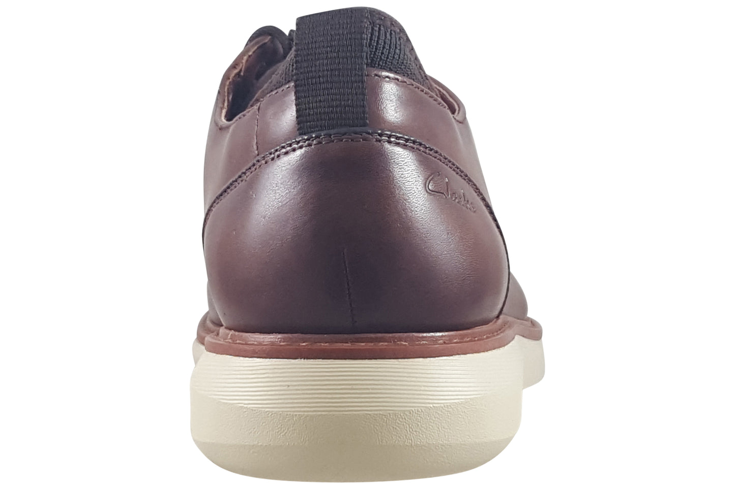 clarks brantin plain dark tan leather mens shoes back
