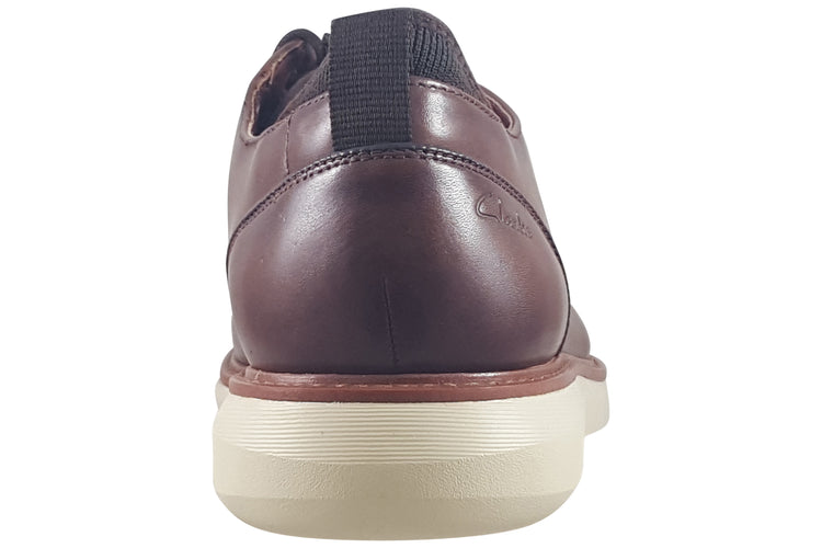 Clarks Brantin Plain Dark Tan Leather Mens Shoes