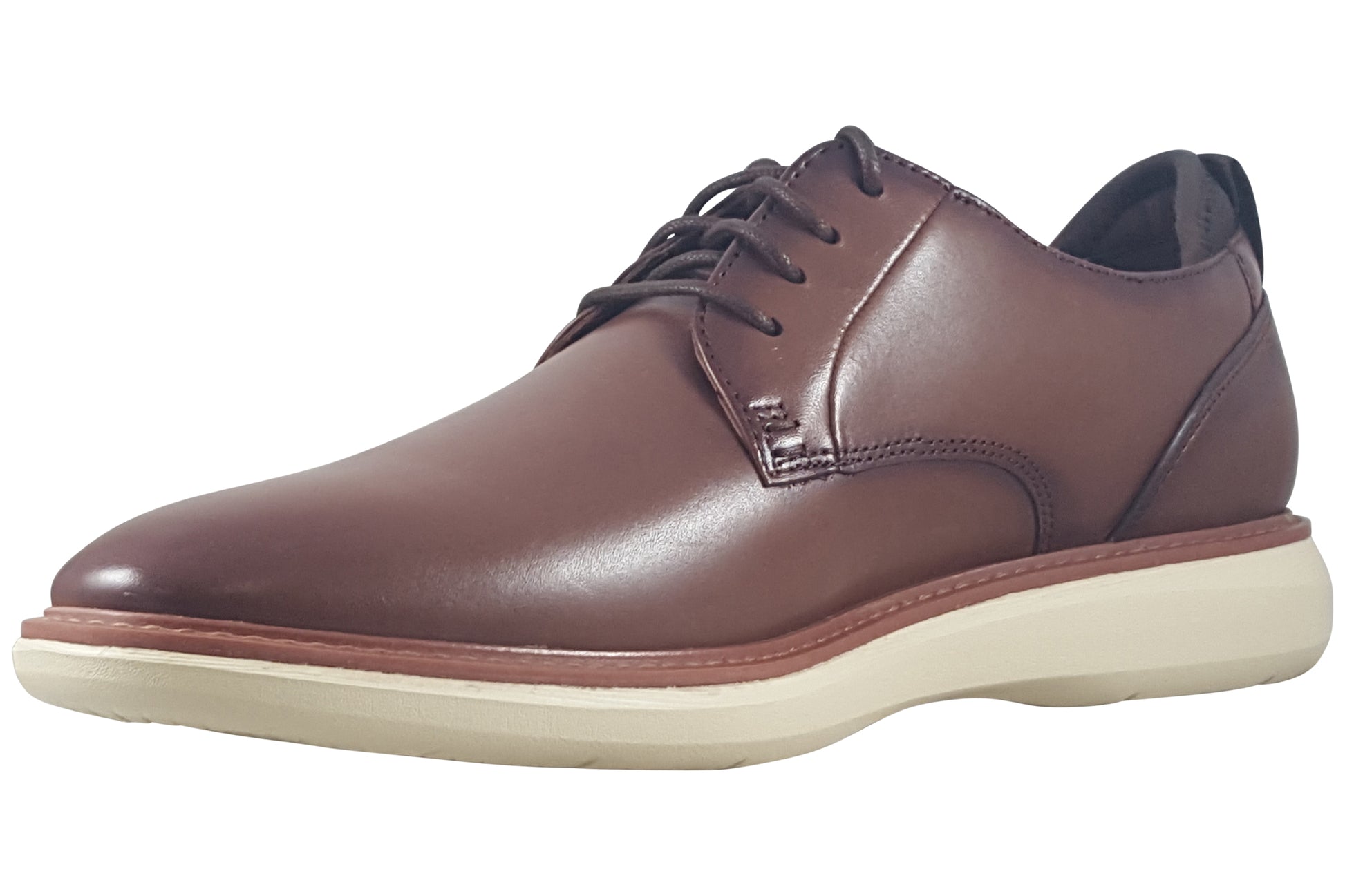 clarks-brantin-plain-dark-tan-leather-mens-shoes-left