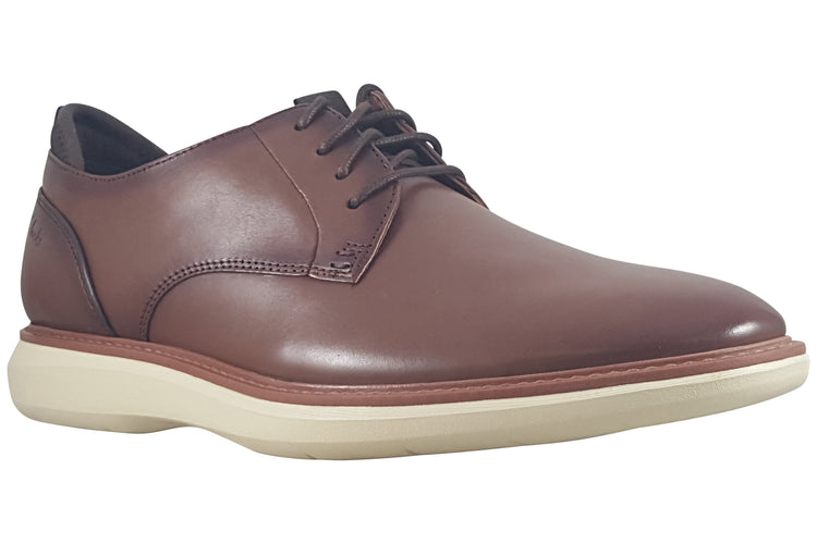 Clarks Brantin Plain Dark Tan Leather Mens Shoes