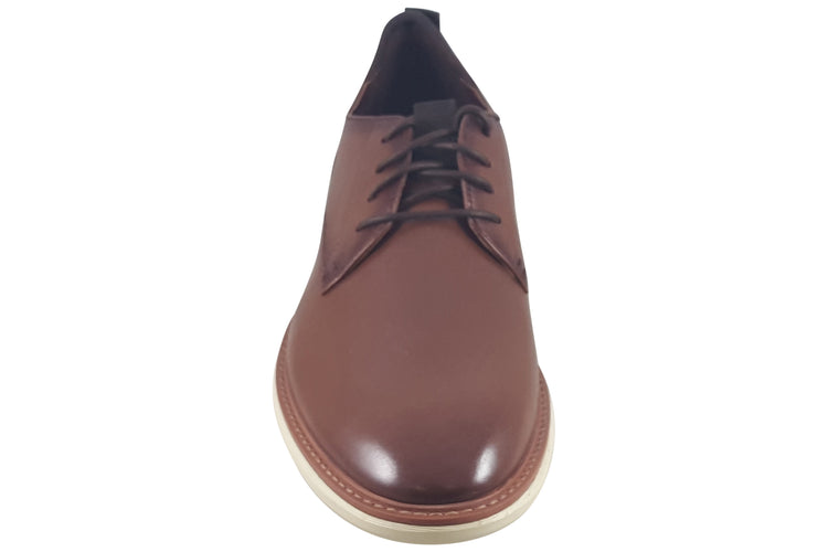 Clarks Brantin Plain Dark Tan Leather Mens Shoes