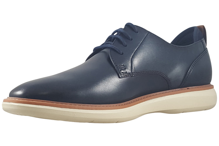 Clarks Brantin Plain Navy Leather Mens Shoes