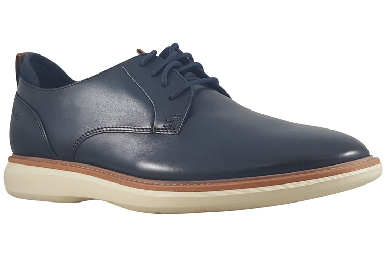 Clarks Brantin Plain Navy Leather Mens Shoes