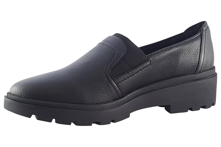 Clarks Calla Rae Black Leather Womens Shoes