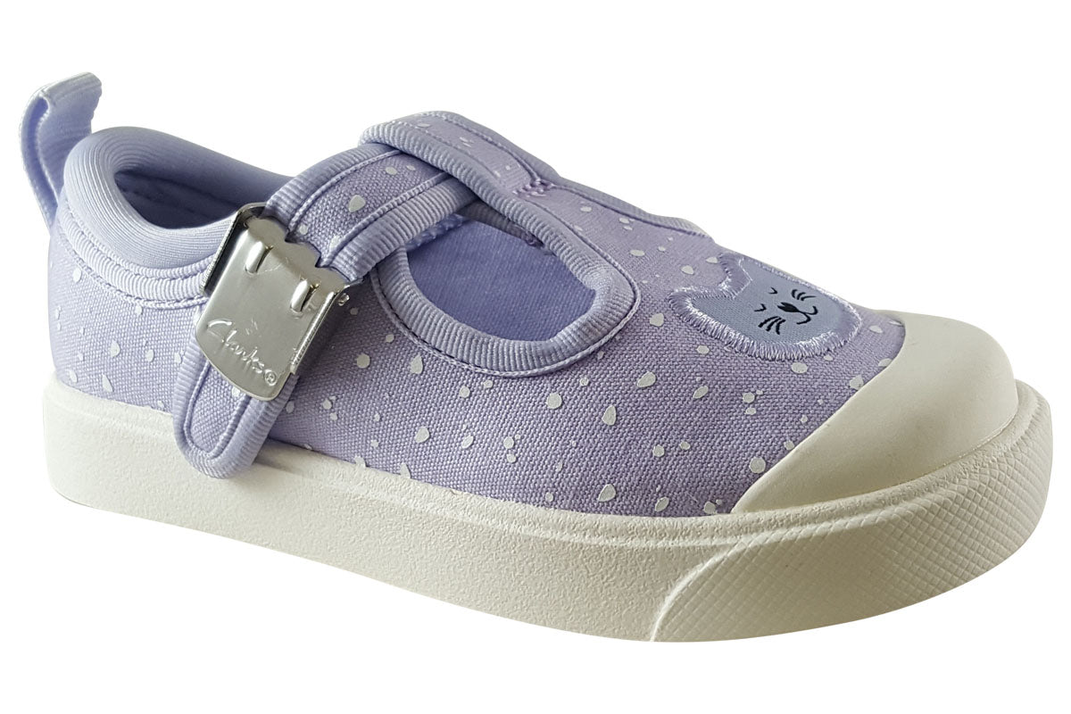 clarks city dance t lilac canvas girls shoes right
