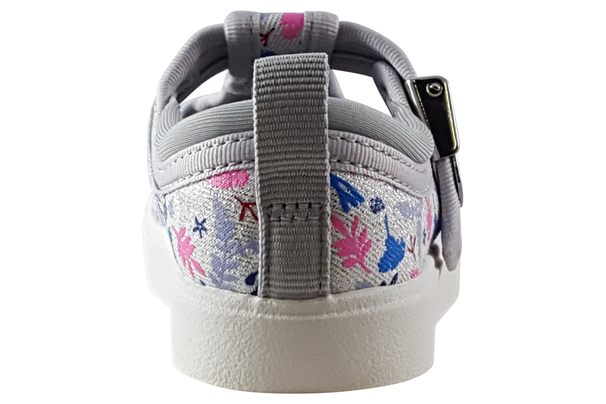 clarks city dance t silver combi girls shoes back