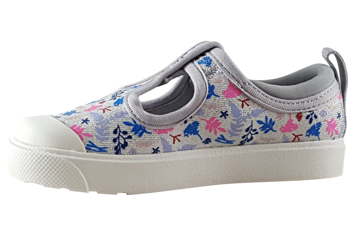 clarks city dance t silver combi girls shoes left
