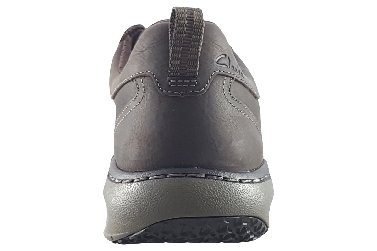clarks clarkspro lace dark brown tumble mens shoes back