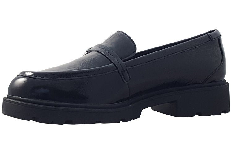 Clarks Code L Step Black Pat Lea Womens Shoes