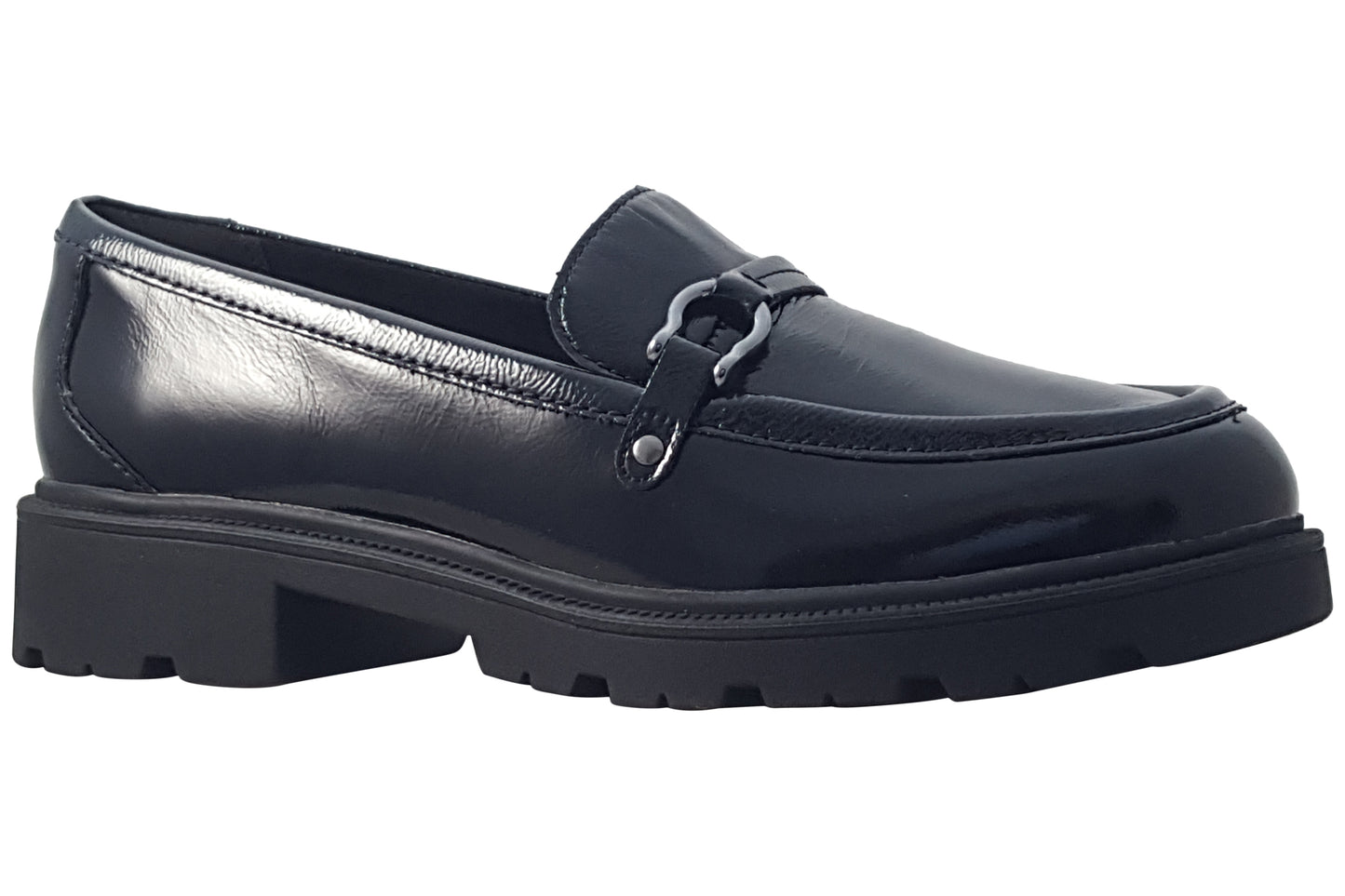 Clarks Code L Step Black Pat Lea Womens Shoes