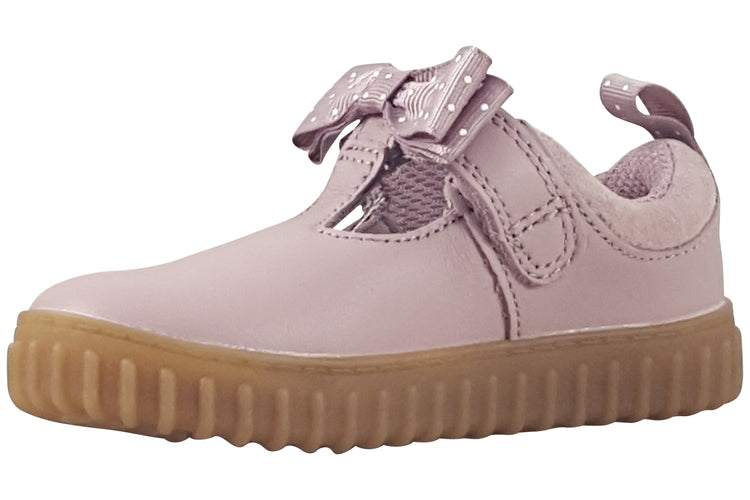 Clarks Cove Bow T. Dusty Pink Girls Shoes