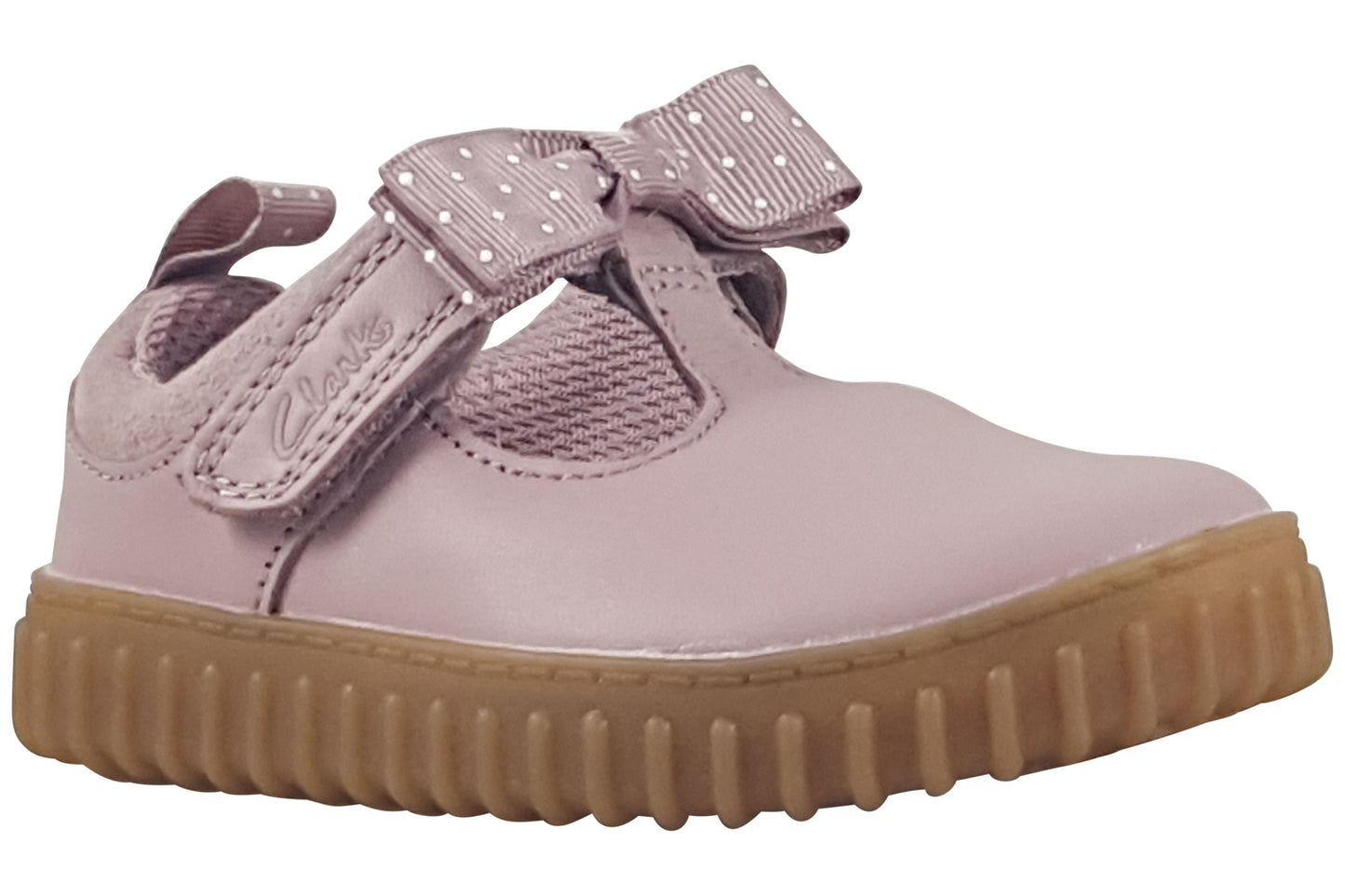 clarks cove bow t. dusty pink girls shoes right