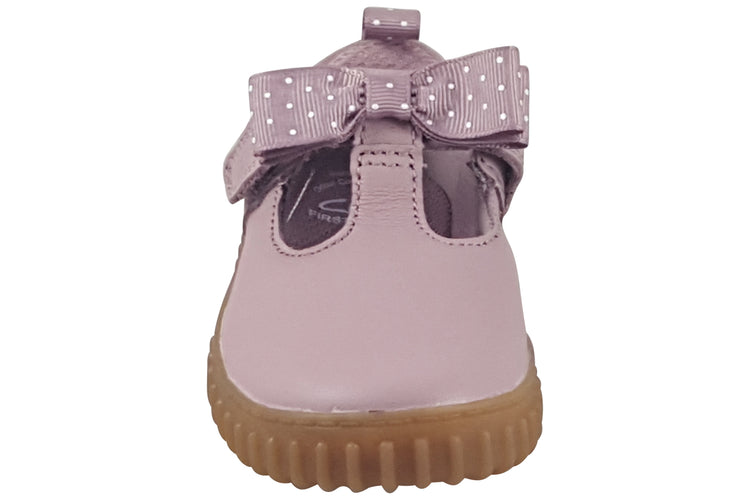 Clarks Cove Bow T. Dusty Pink Girls Shoes