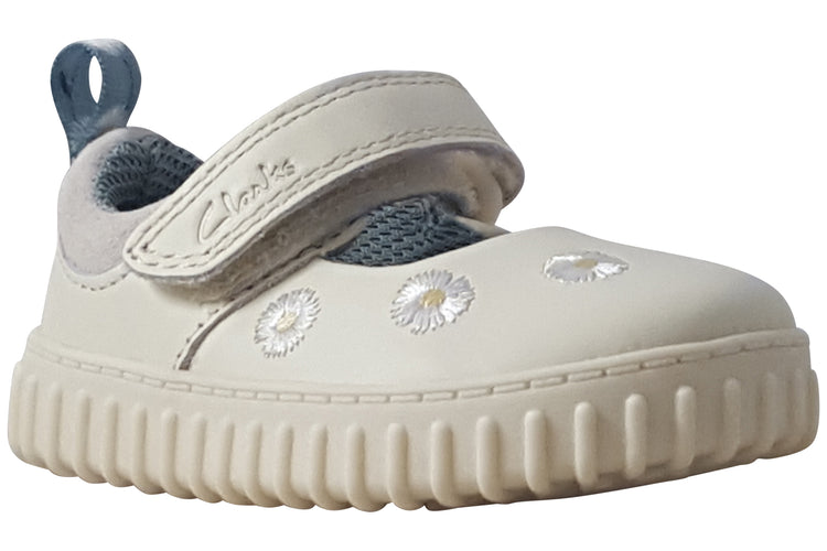 Clarks Cove Flower T. Cotton Leather Girls First Shoes