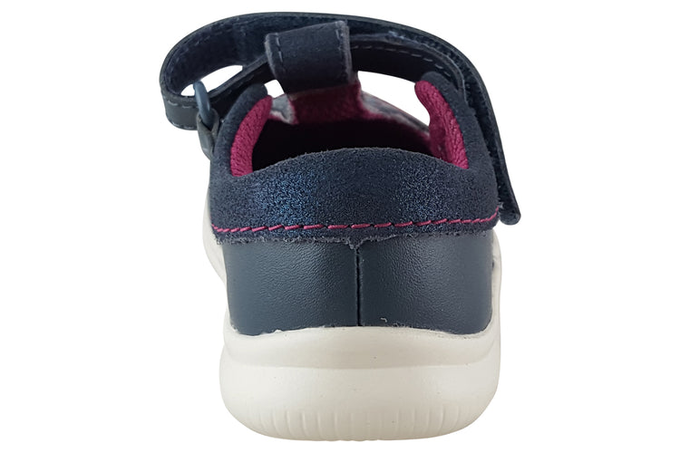 Clarks Crest Prom T. Dark Blue Leather Girls First Shoes