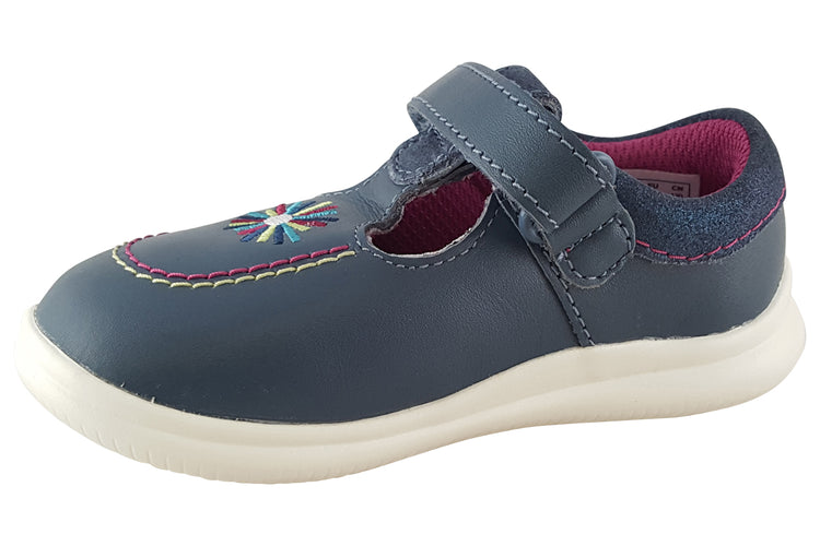 Clarks Crest Prom T. Dark Blue Leather Girls First Shoes