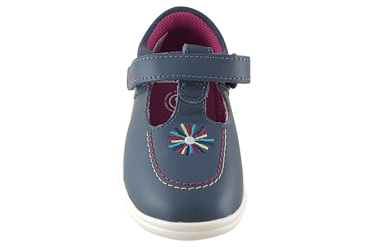 Clarks Crest Prom T. Dark Blue Leather Girls First Shoes