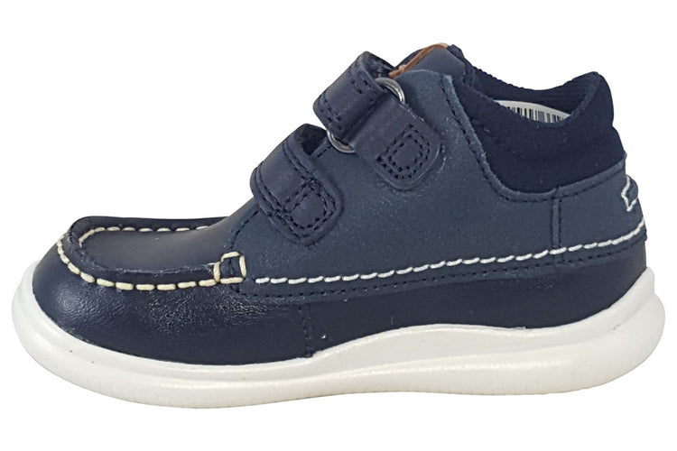 Clarks Crest Tuktu T Navy Leather Boys Boots