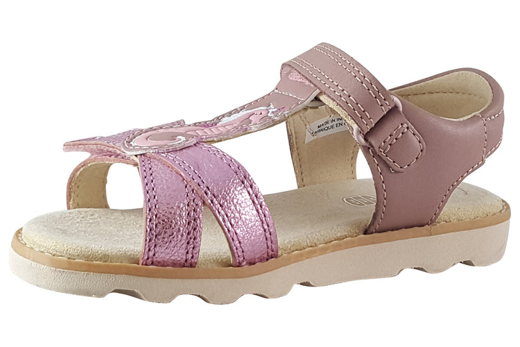Clarks Crown Brill K. Dusty Pink Girls Sandals