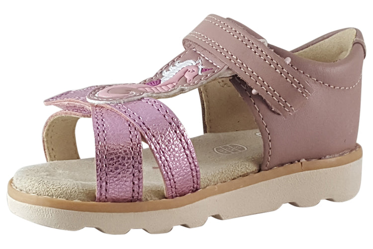 Clarks Crown Brill T. Dusty Pink Girls Sandals