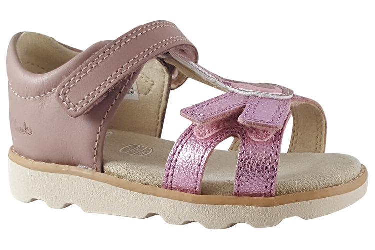 Clarks Crown Brill T. Dusty Pink Girls Sandals
