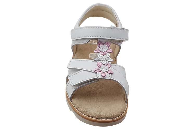 Clarks Crown Flower K White Leather Girls Sandals