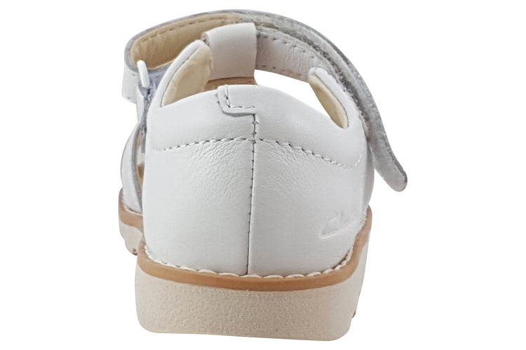 Clarks Crown Flower T White Leather Girls Sandals