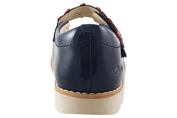 Clarks Crown Petal K Navy Patent Girls Shoes