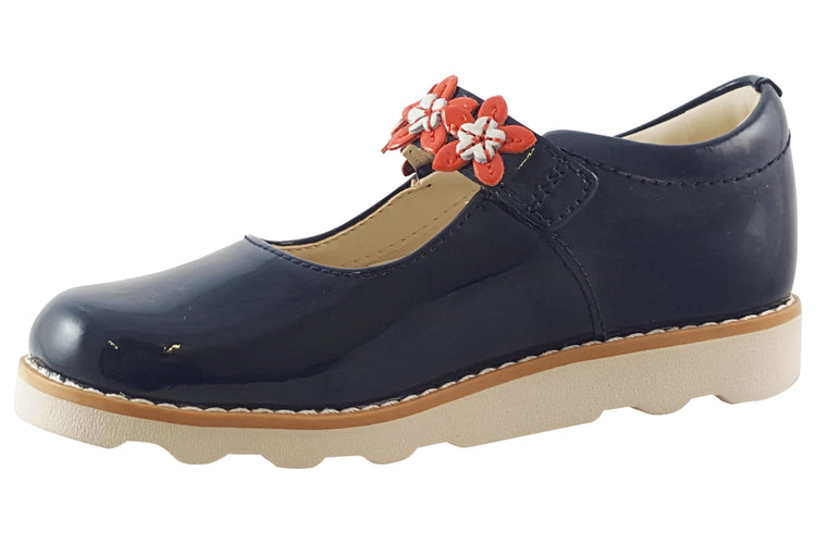 Clarks Crown Petal K Navy Patent Girls Shoes