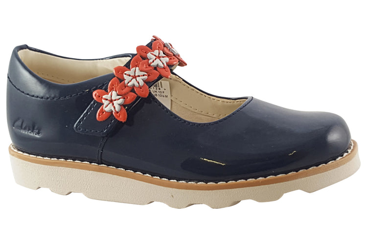 Clarks Crown Petal K Navy Patent Girls Shoes