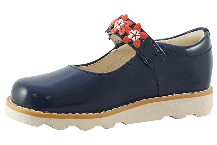 Clarks Crown Petal T Navy Patent Girls First Shoes