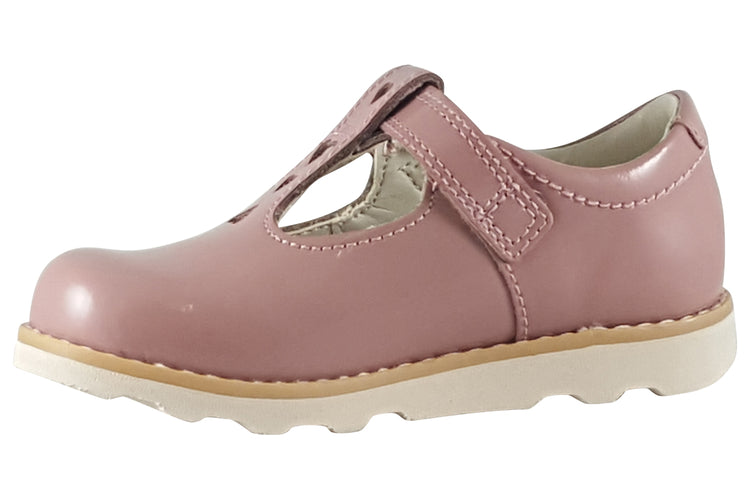 Clarks Crown Teen T. Dusty Pink Patent Girls First Shoes