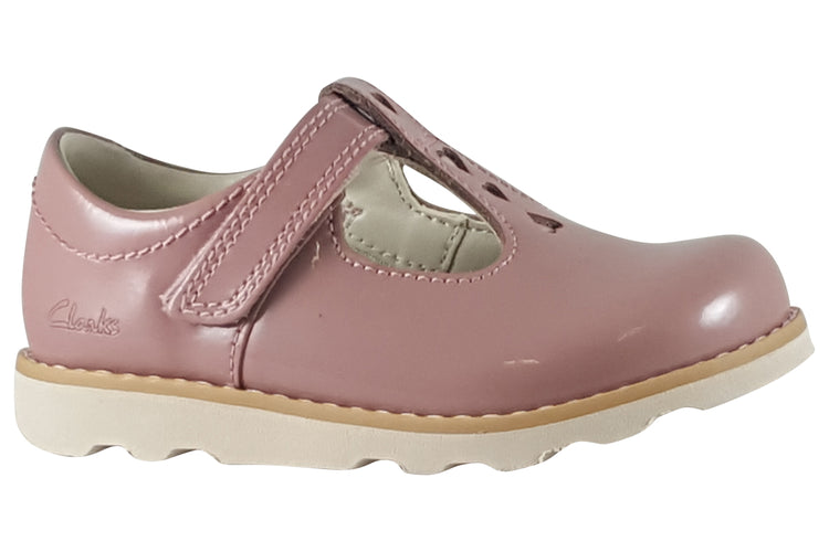 Clarks Crown Teen T. Dusty Pink Patent Girls First Shoes