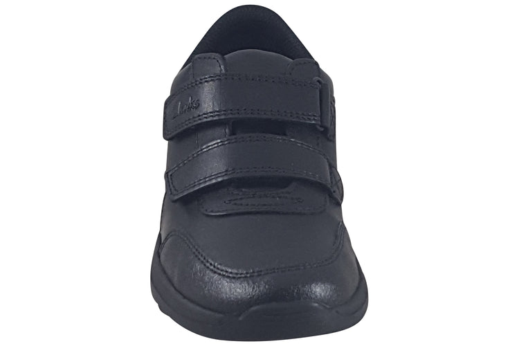 Clarks Daze Step 2 K Black Leather Boys School Shoes