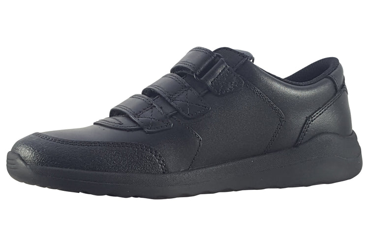 Clarks Daze Step 2 Y Black Leather Boys School Shoes