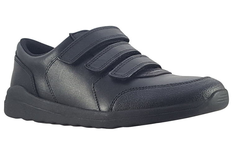 Clarks Daze Step 2 Y Black Leather Boys School Shoes